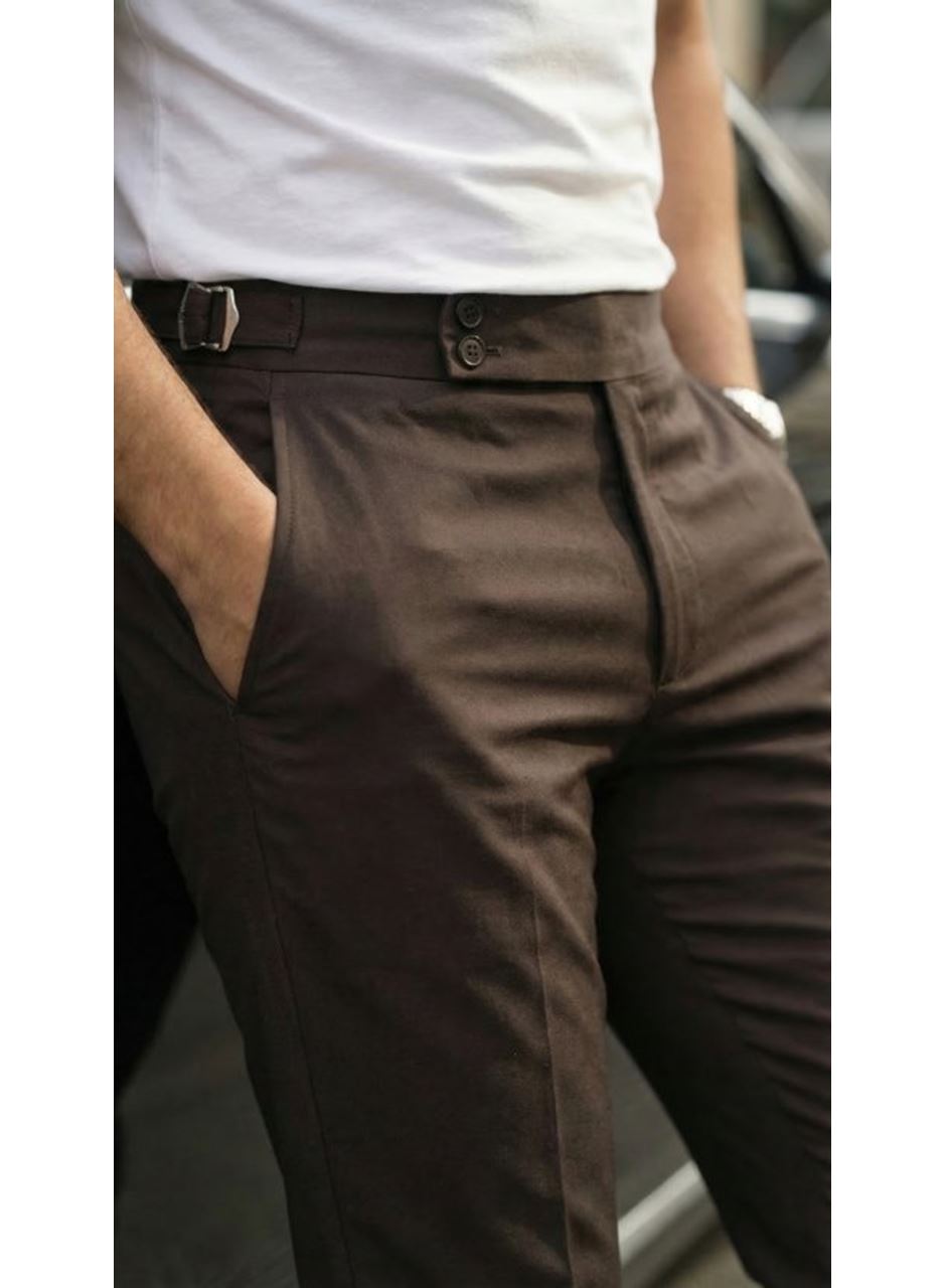 Erkek Toka Detaylı Oldmoney Kumaş Pantolon