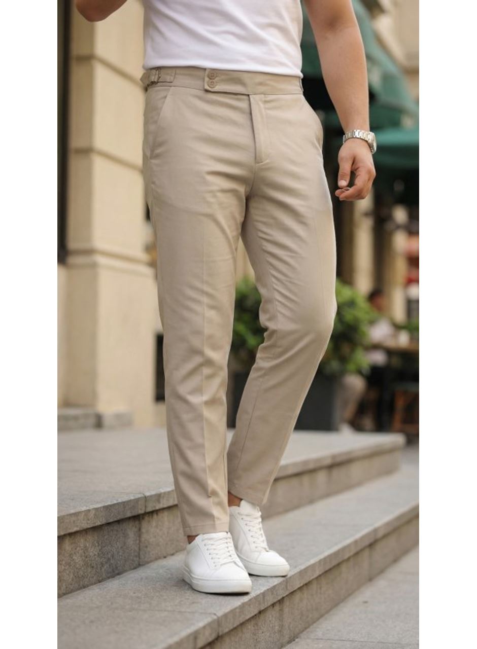 Erkek Toka Detaylı Oldmoney Kumaş Pantolon