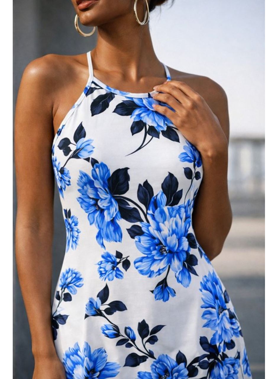 Kadın Omuzlardan Açık Ip Askılı Desenli Uzun Süprem Elbise