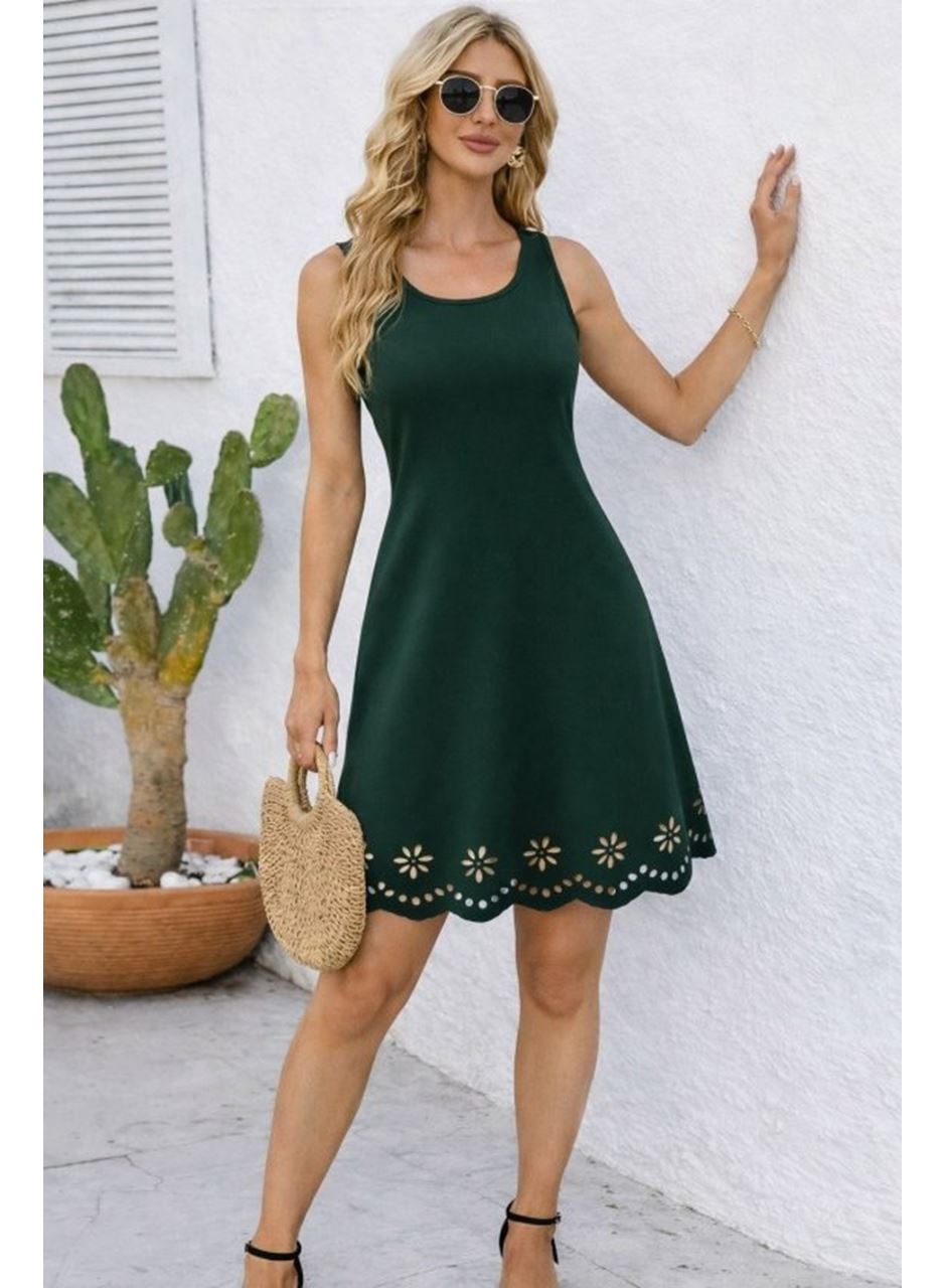 Kadın Askılı Yuvarlak Yakalı çiçek Desenli Ithal Krep Kısa Elbise