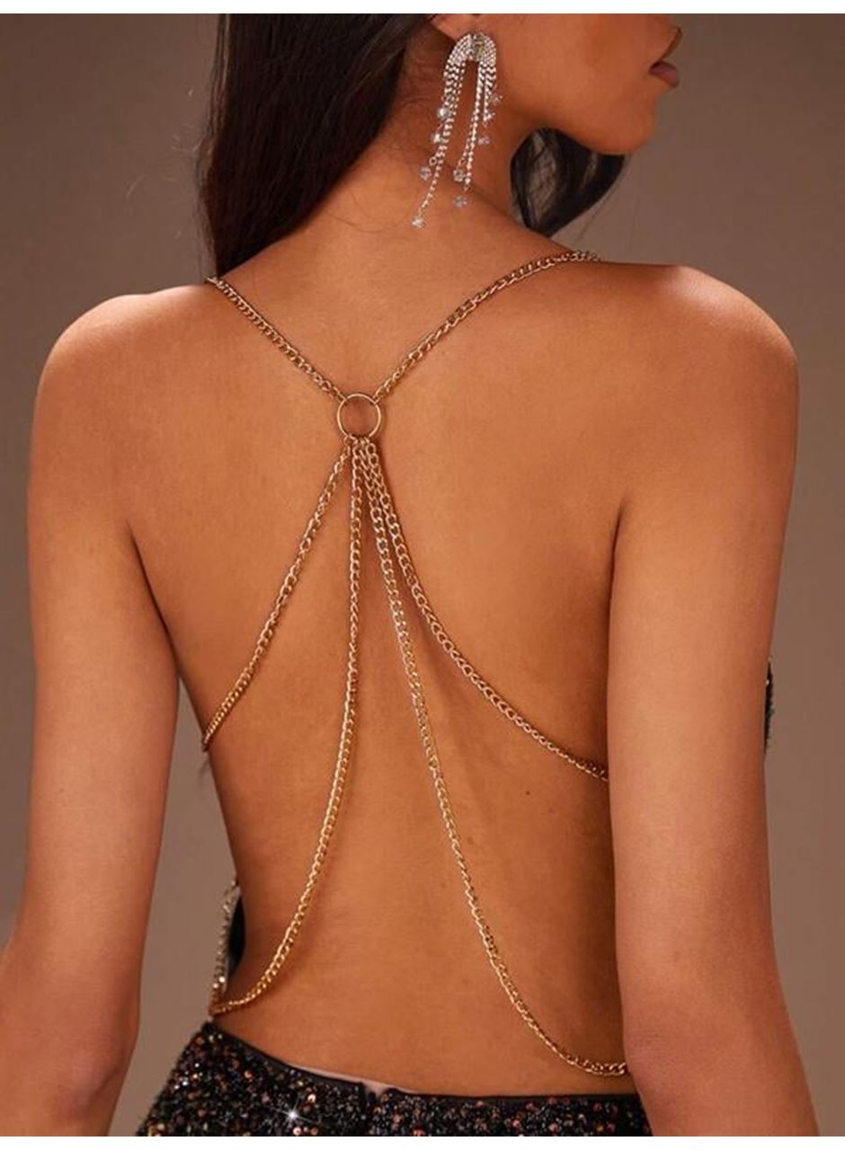 Sırt Zincir Dekolteli Seksi Mini Kadın Elbise