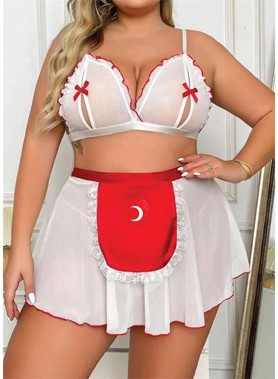 Özel Tasarım Büyük Beden Fantezi Hemşire Kostümü