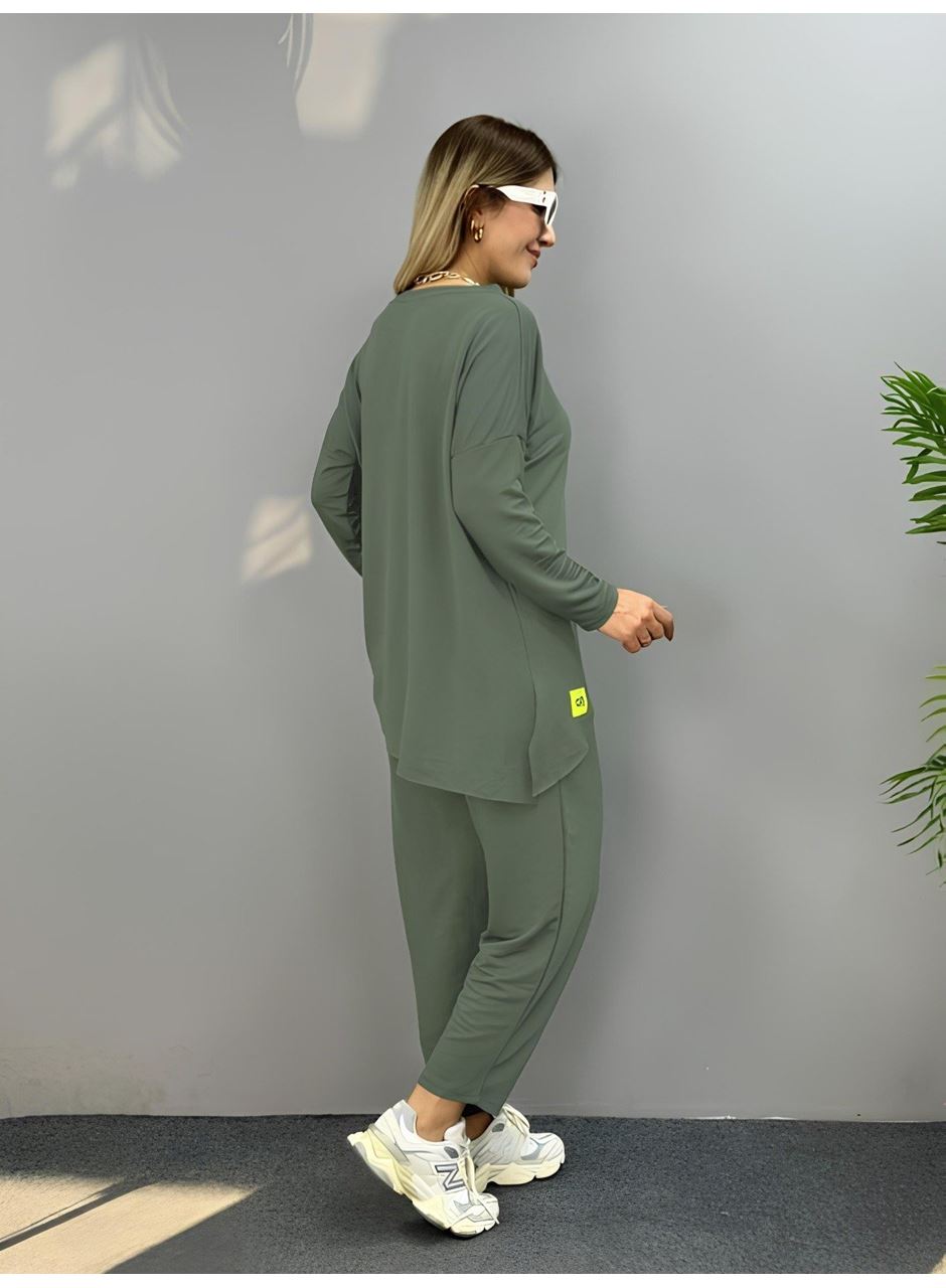 Kadın Iki Iplik Viskon Pamuk Kumaş Arma Detaylı Ikili Takım