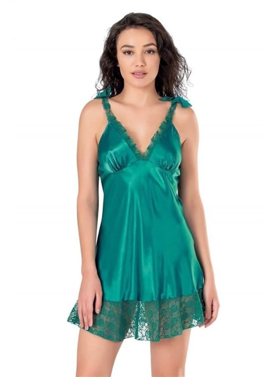 Zümrüt Kısa Saten Gecelik 8121