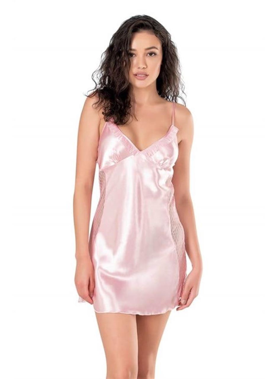 Pembe Kısa Saten Gecelik 8105