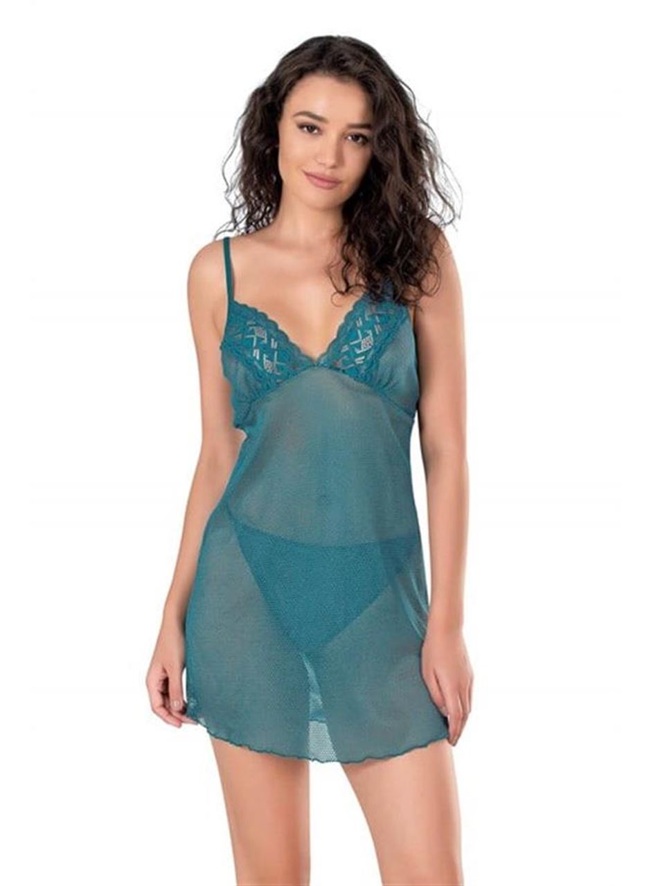 Petrol Kısa File-Tül Gecelik 8124