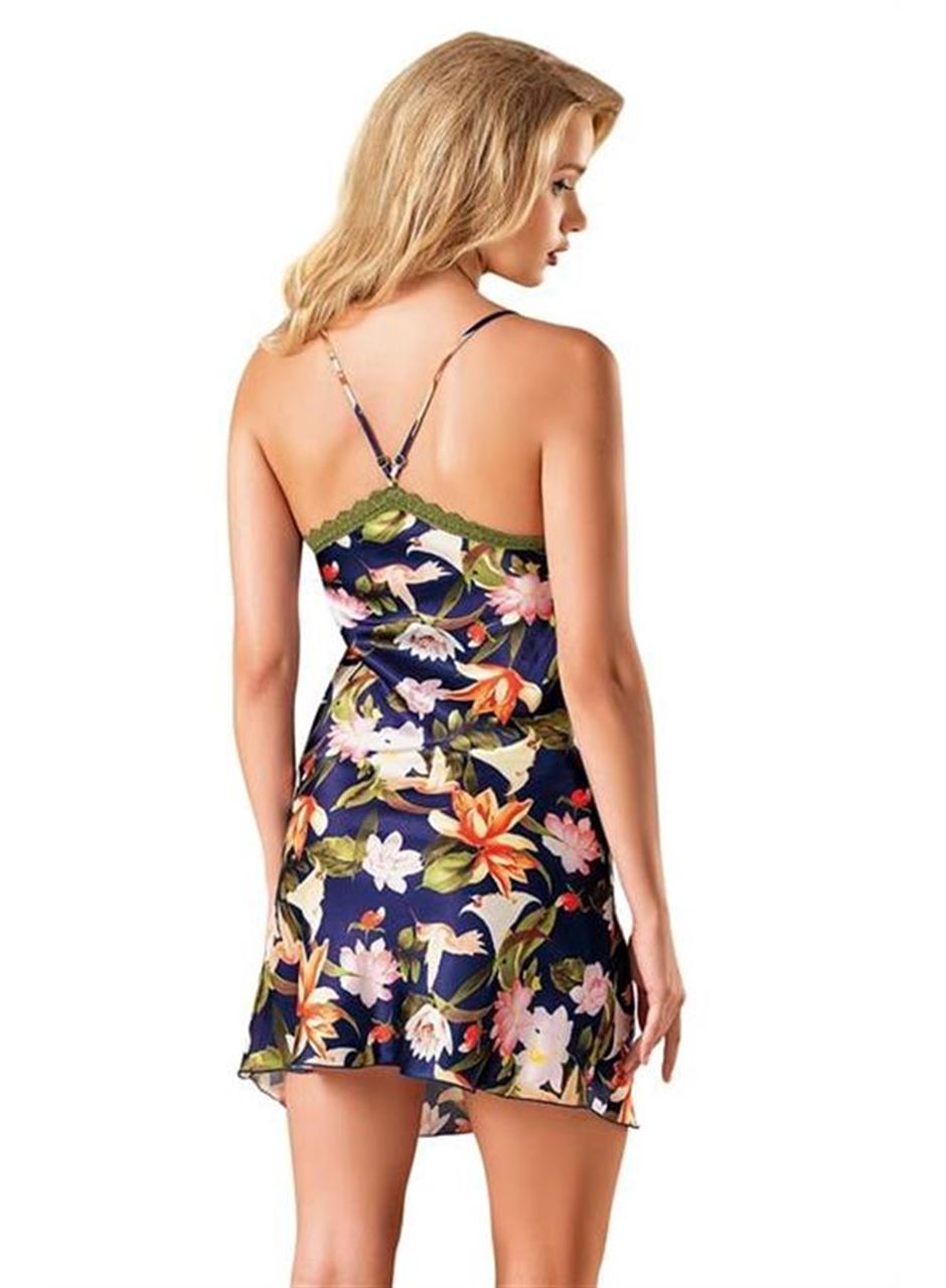 Desenli Saten Gecelik 8147