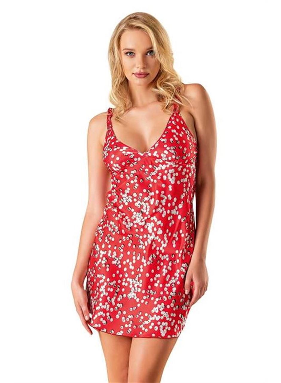 Desenli Saten Gecelik 8145