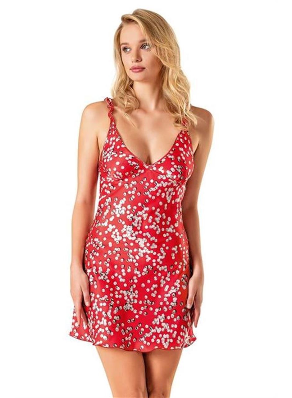 Desenli Saten Gecelik 8145