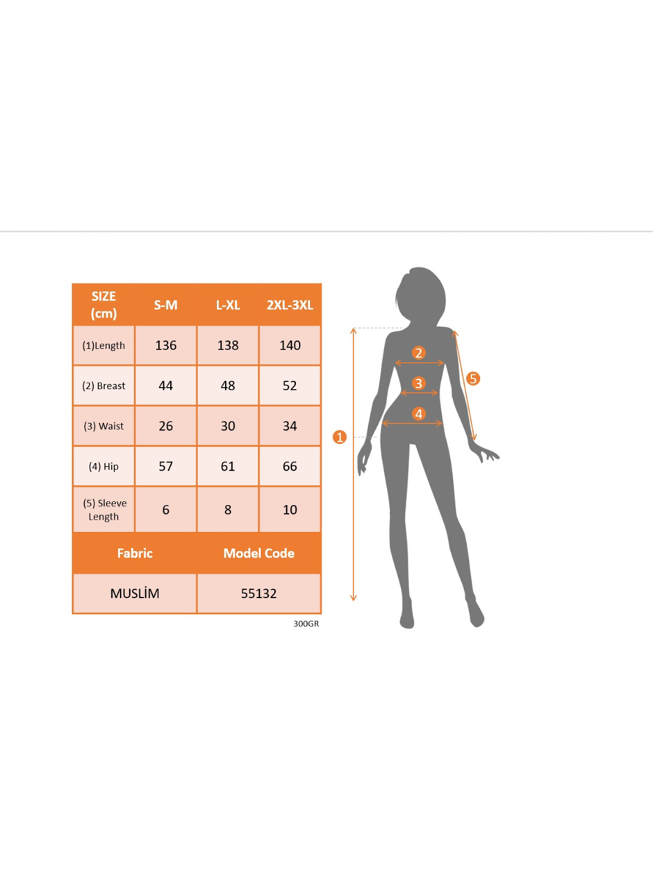 Kadın Kısa Kollu Kruvaze Yakalı Beli Lastikli Müslim Elbise