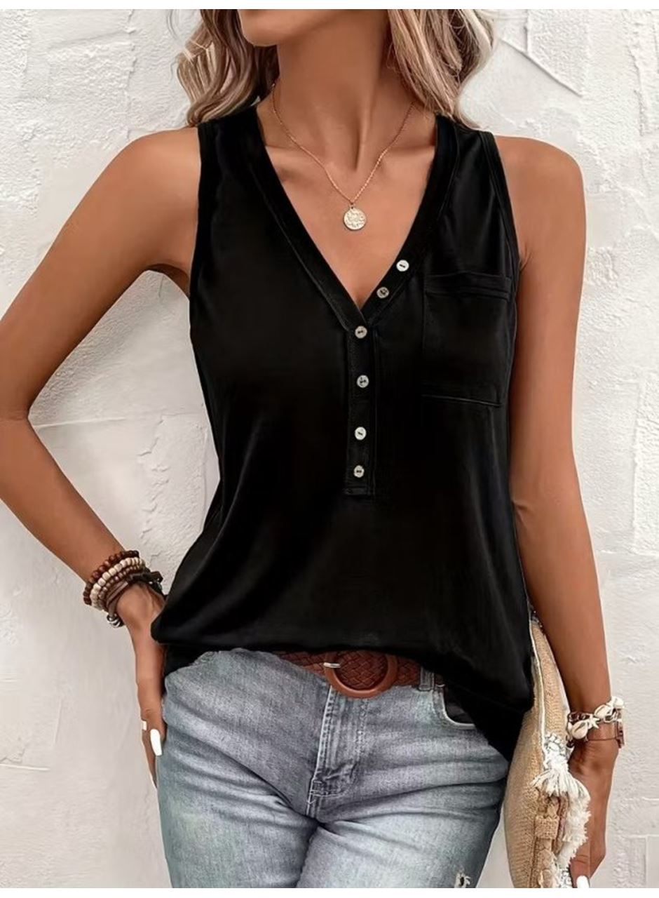 Kadın Askılı önden Düğmeli Viskon Bluz