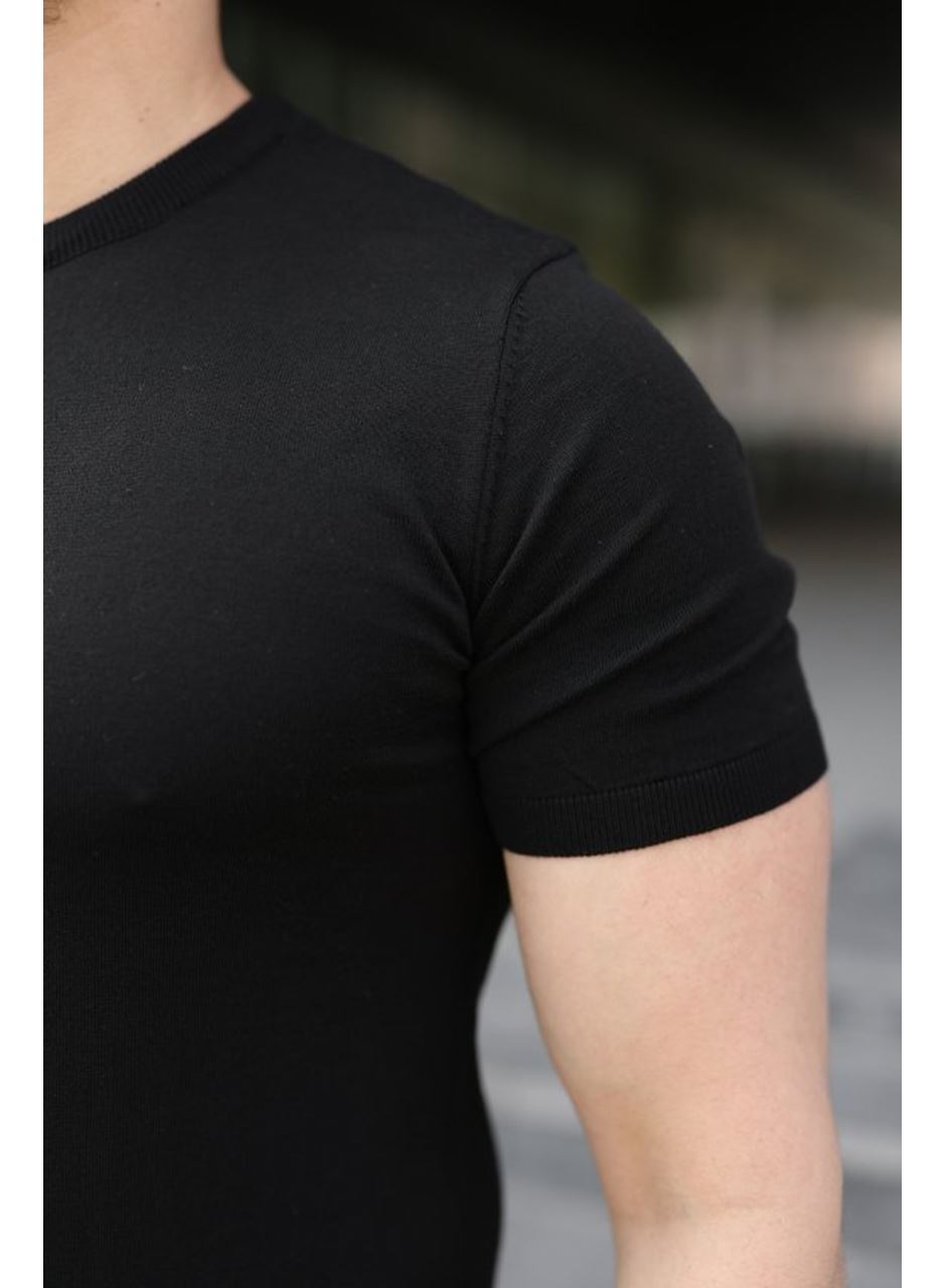 Erkek Basic Bisiklet Yaka Kısa Kollu Triko Tişört - %100 Pamuk Akrilik