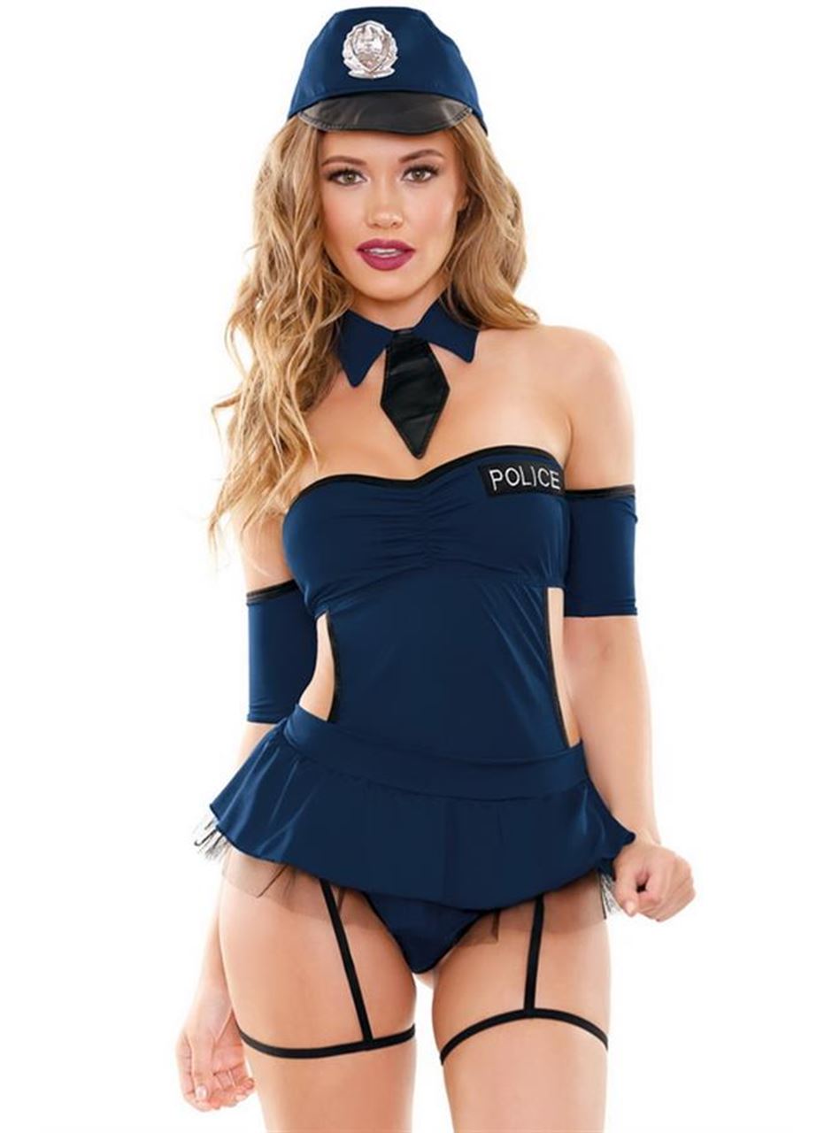 Mavi Jartiyerli Fantezi Polis Kostümü