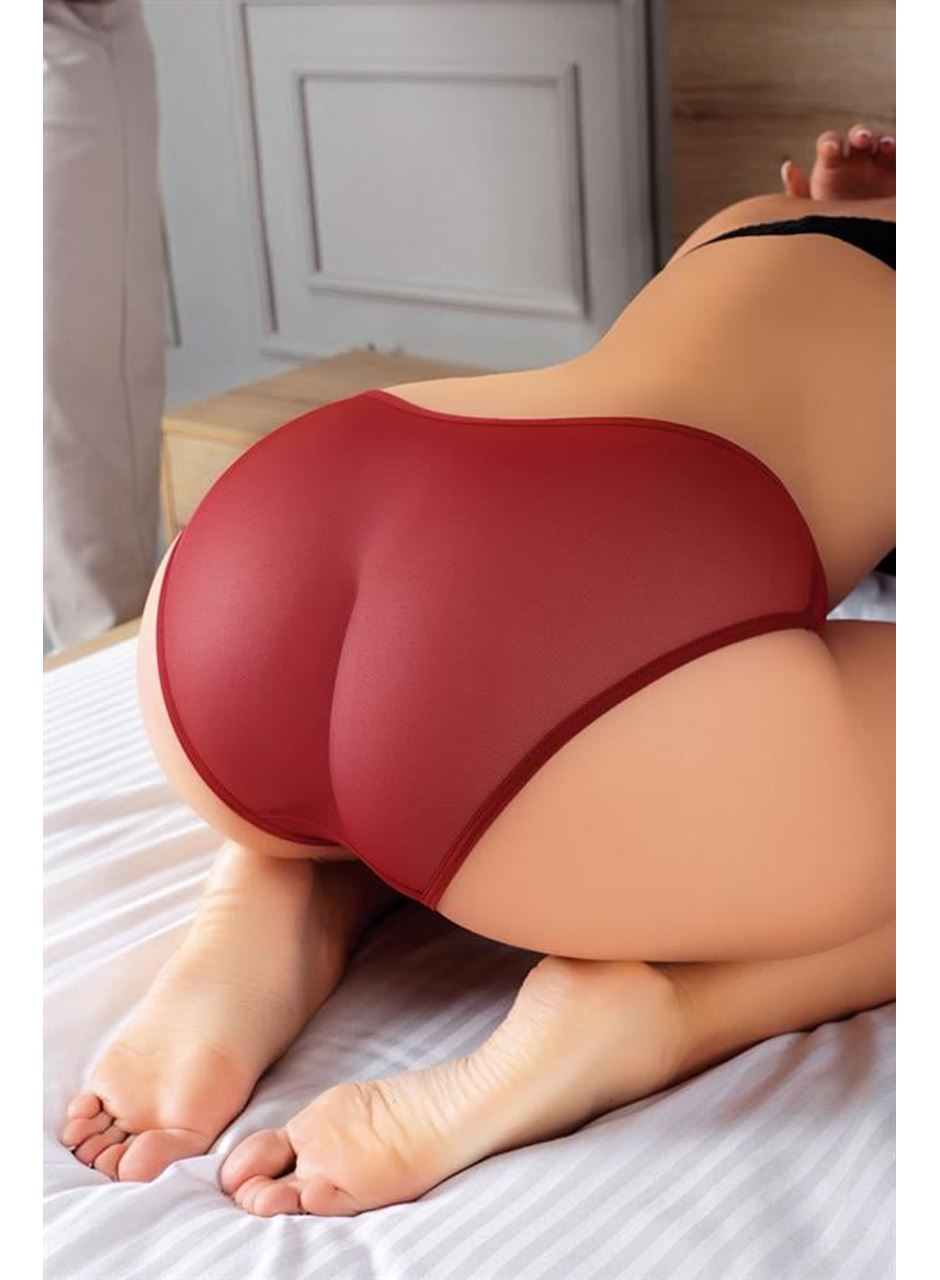 Güpürlü Taşlı Bordo Tül Fantezi Külot