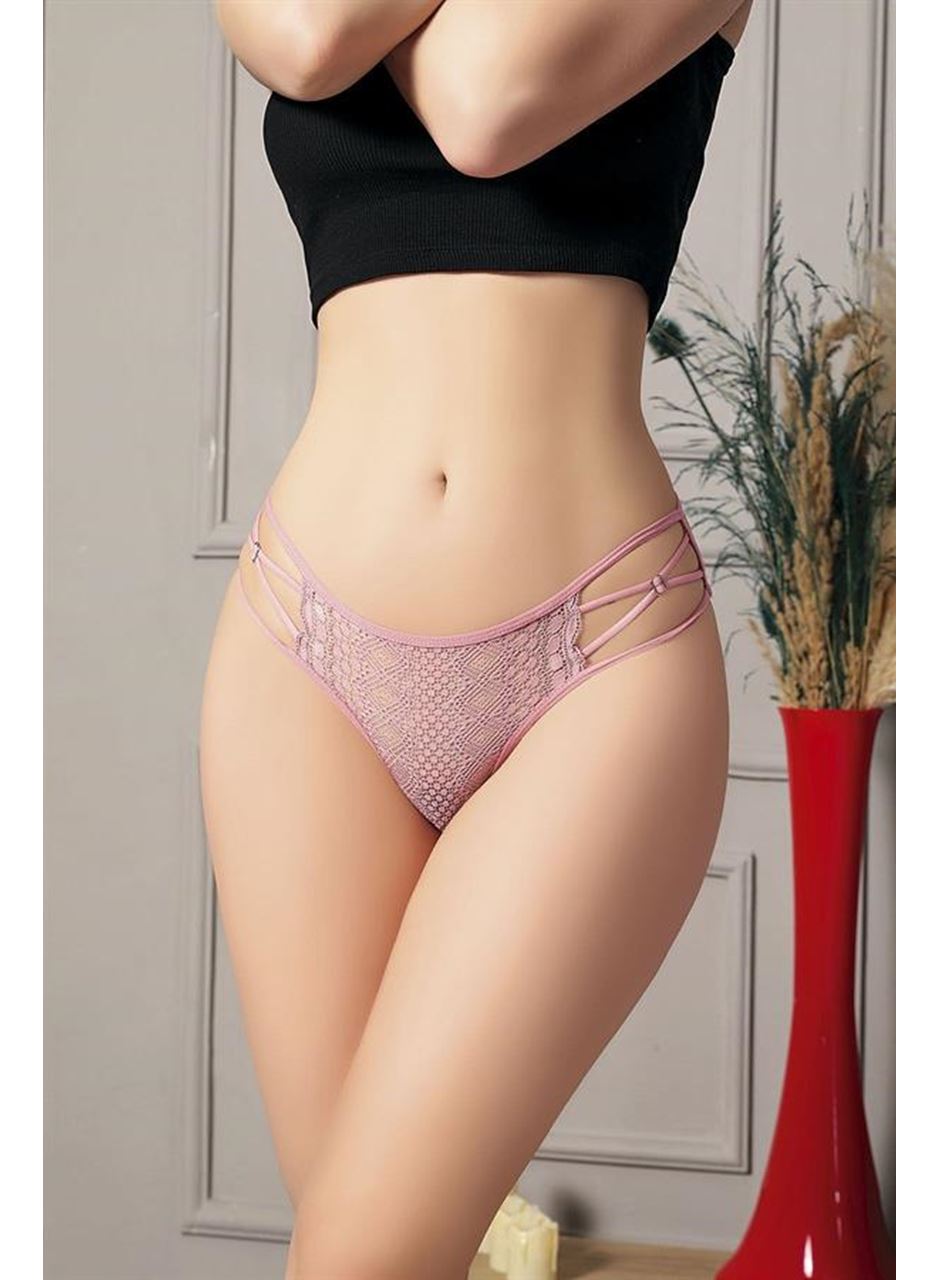 Transparan Dantel Detaylı Pudra Külot