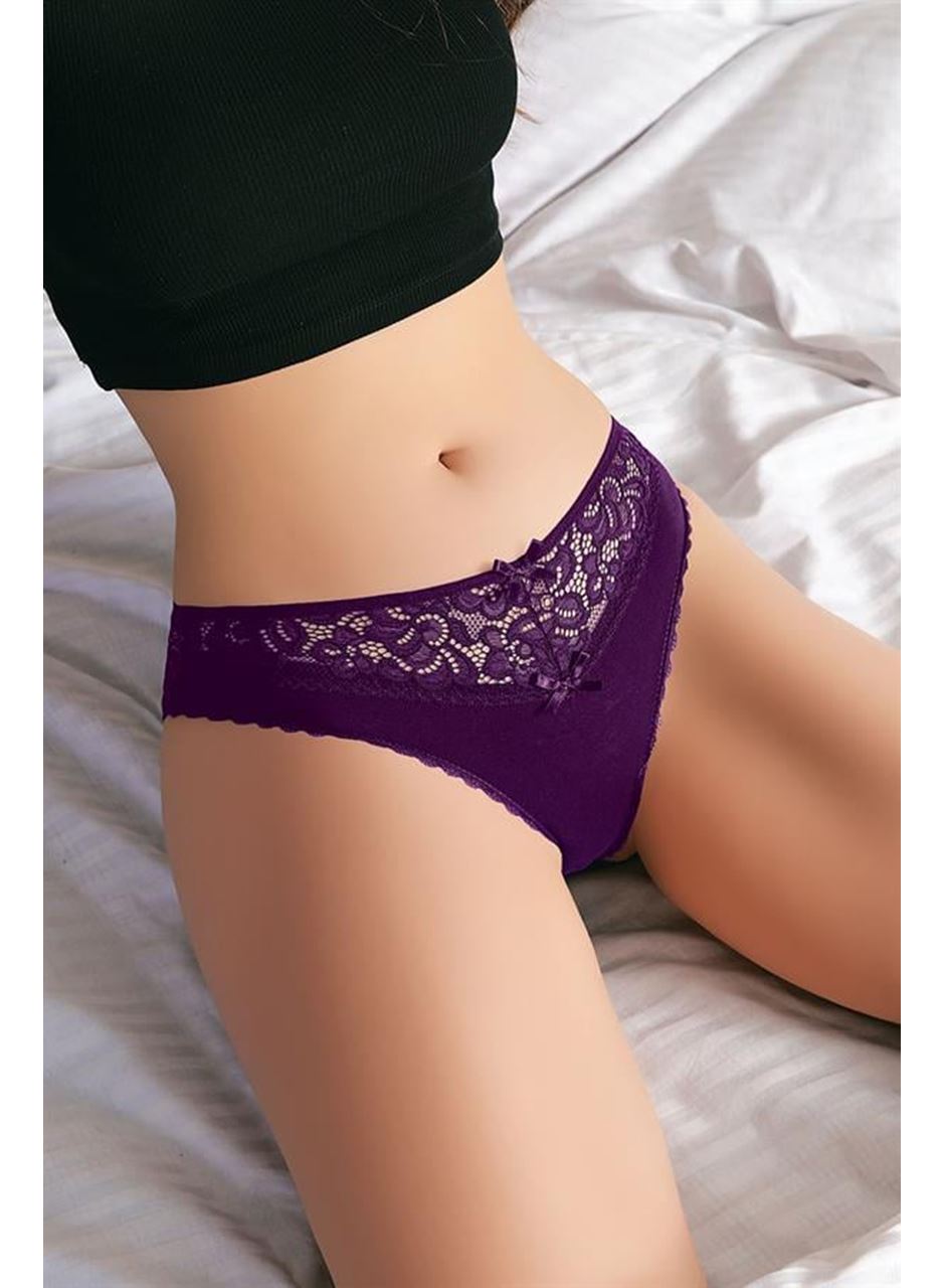 Mor Bel Kısmı Dantel İşlemeli Külot