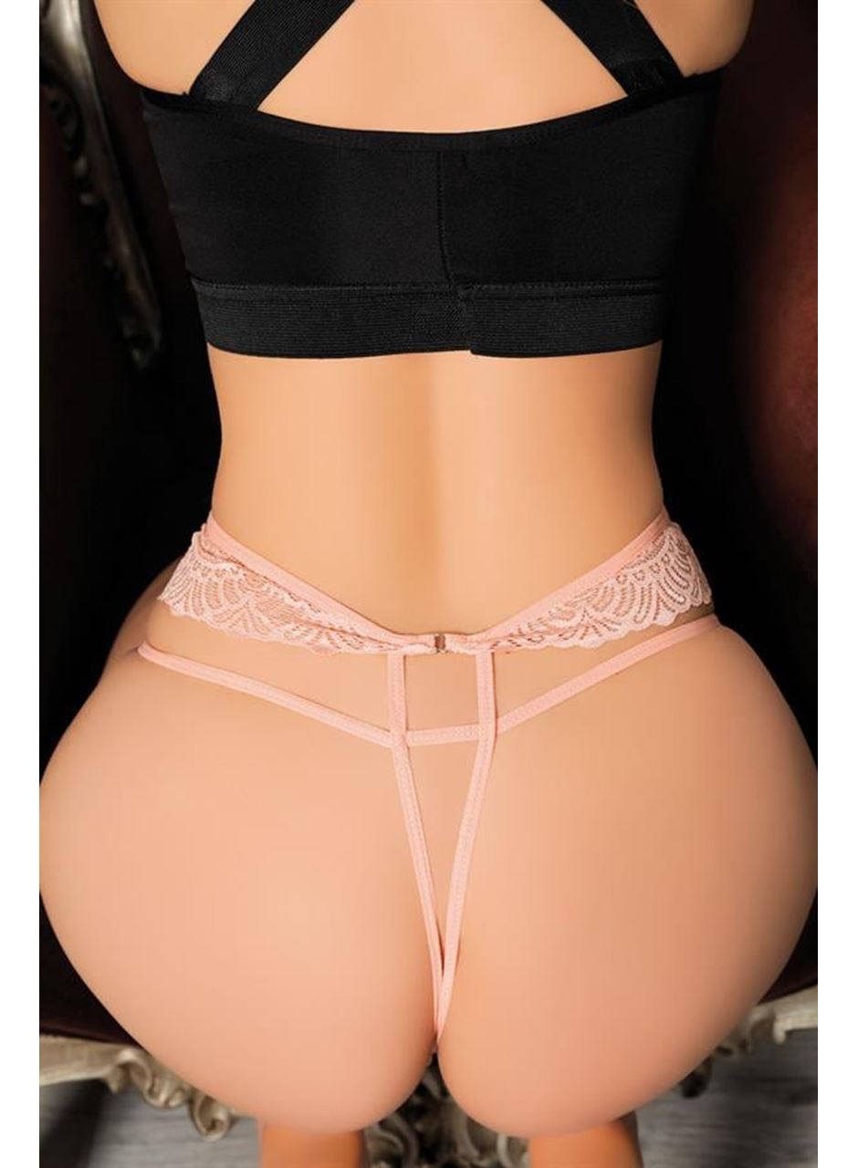 Pembe Dantelli İp Detaylı Fantezi String Tanga