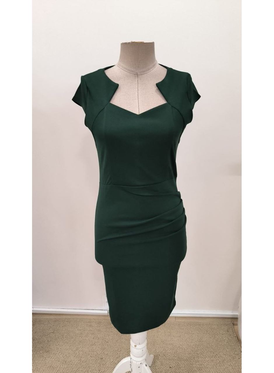 Kadın Kısa Kollu Yakası Asimetrik Kısa Ithal Krep Elbise