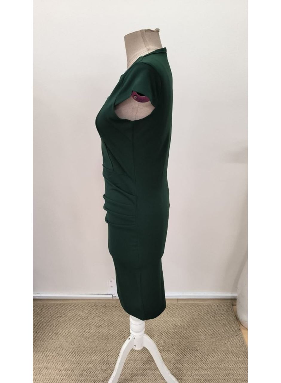 Kadın Kısa Kollu Yakası Asimetrik Kısa Ithal Krep Elbise