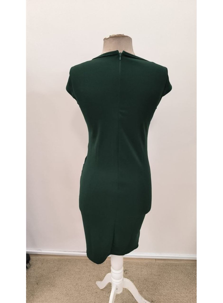 Kadın Kısa Kollu Yakası Asimetrik Kısa Ithal Krep Elbise