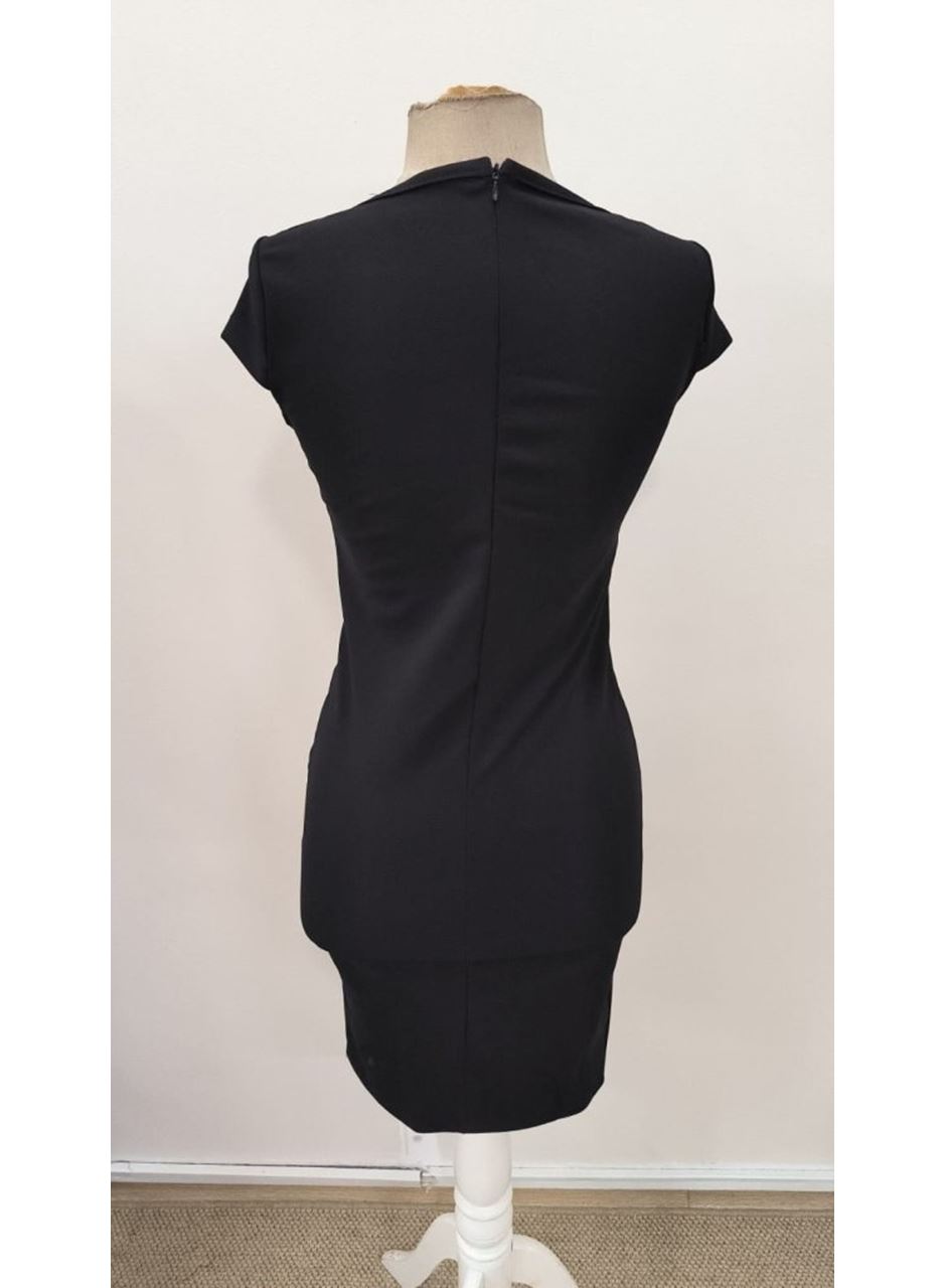 Kadın Kısa Kollu Yakası Asimetrik Kısa Ithal Krep Elbise