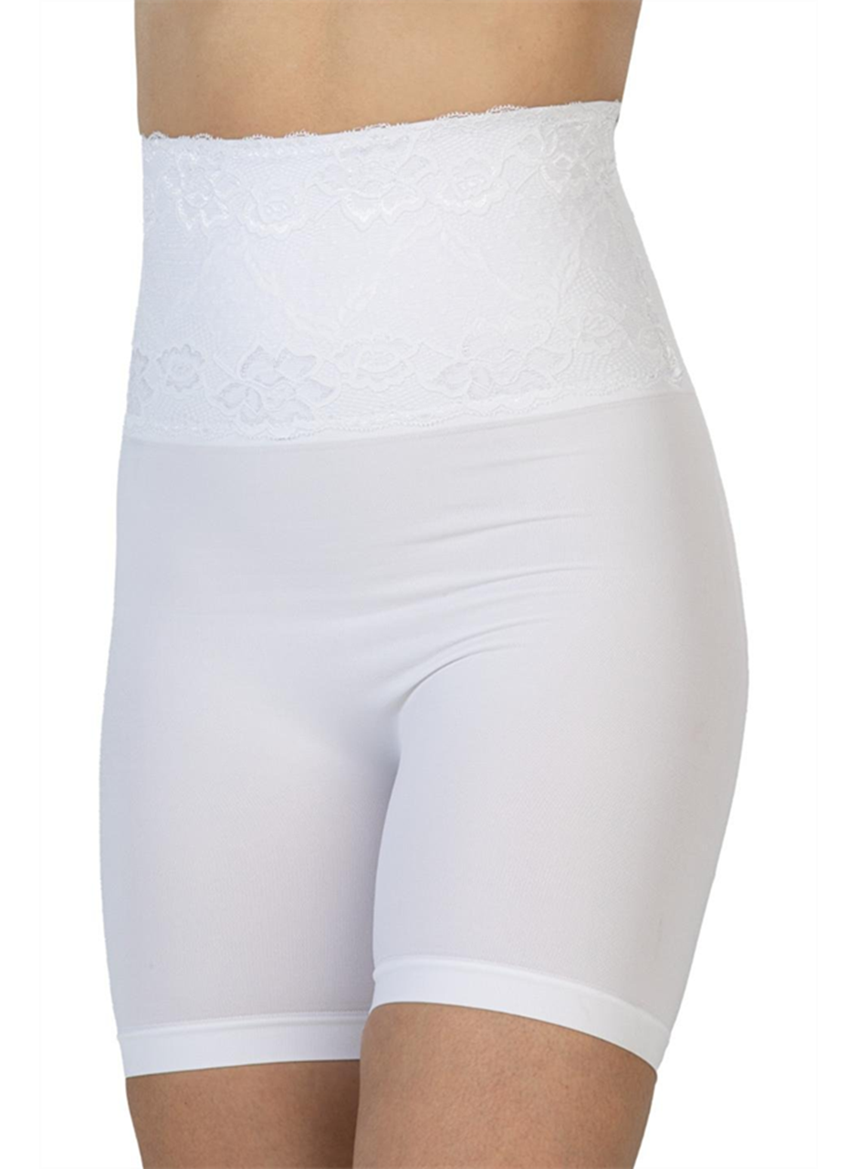Beyaz MI Emay 2091 Önü Dantelli Yüksek Bel Boxer Korse