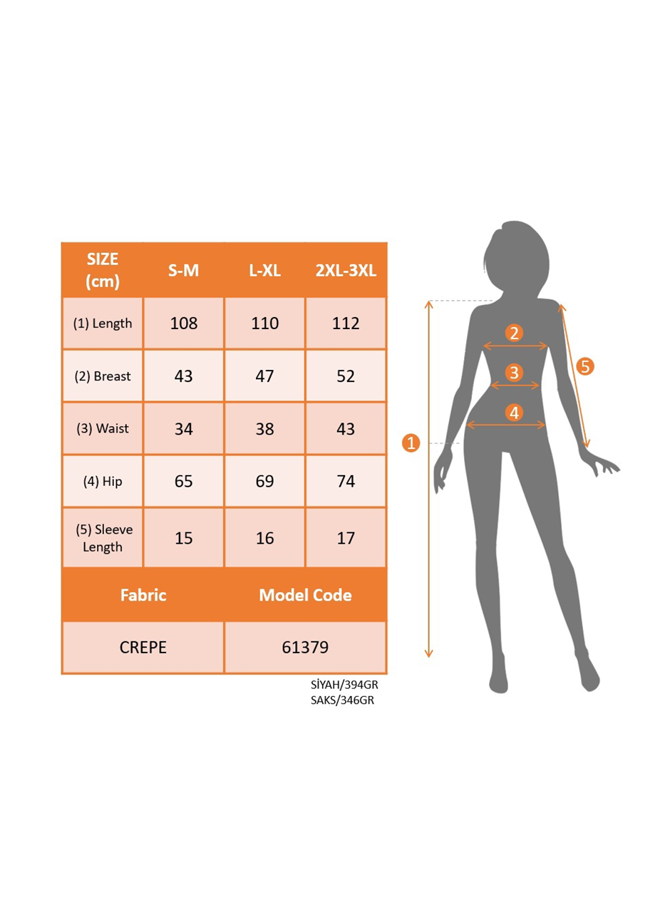 Kadın Kısa Kollu V Yakalı önden Pileli Janjan Krep Elbise