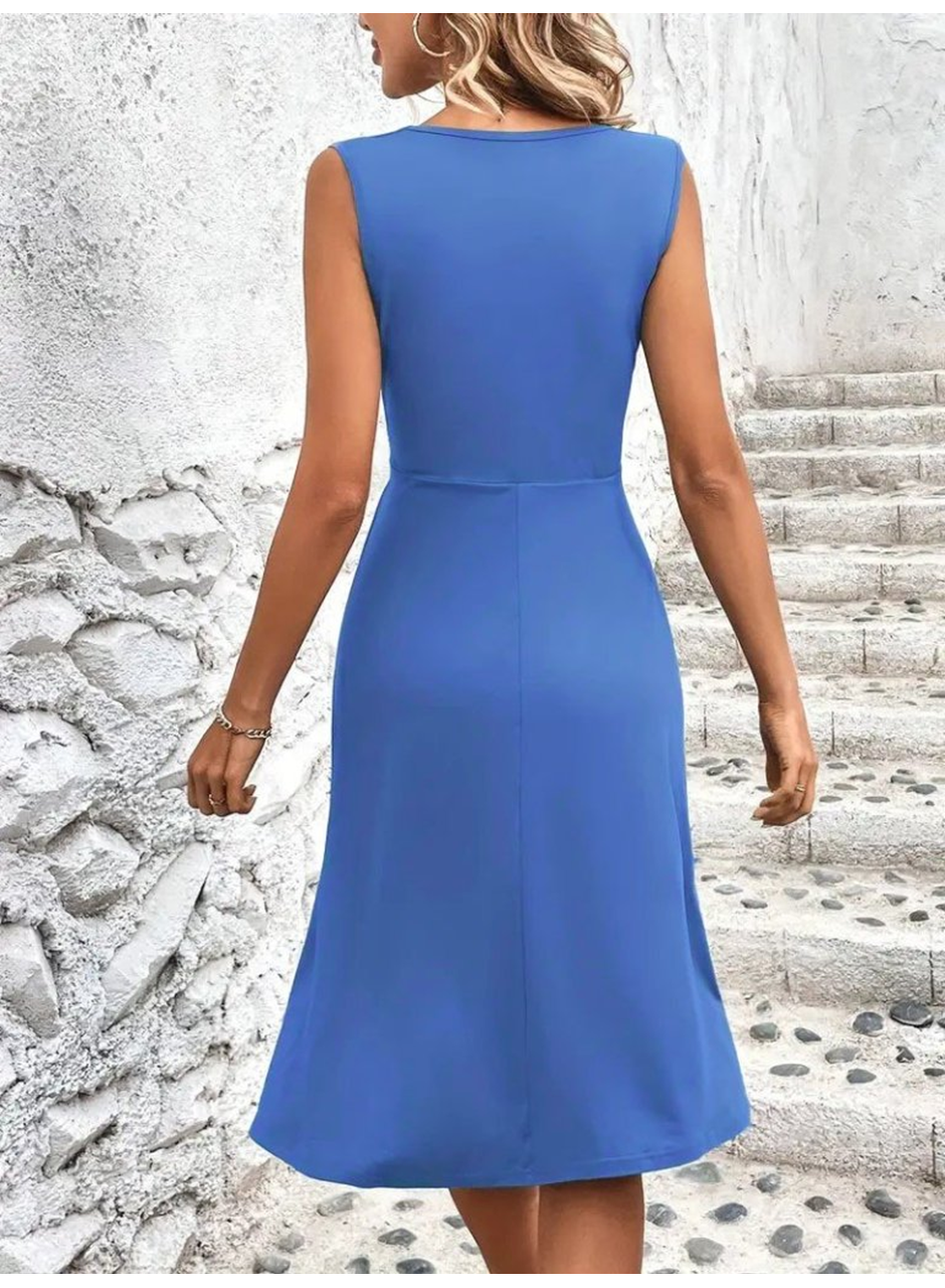 Kadın Askılı V Yakalı önde çapraz Detaylı Janjan Krep Elbise