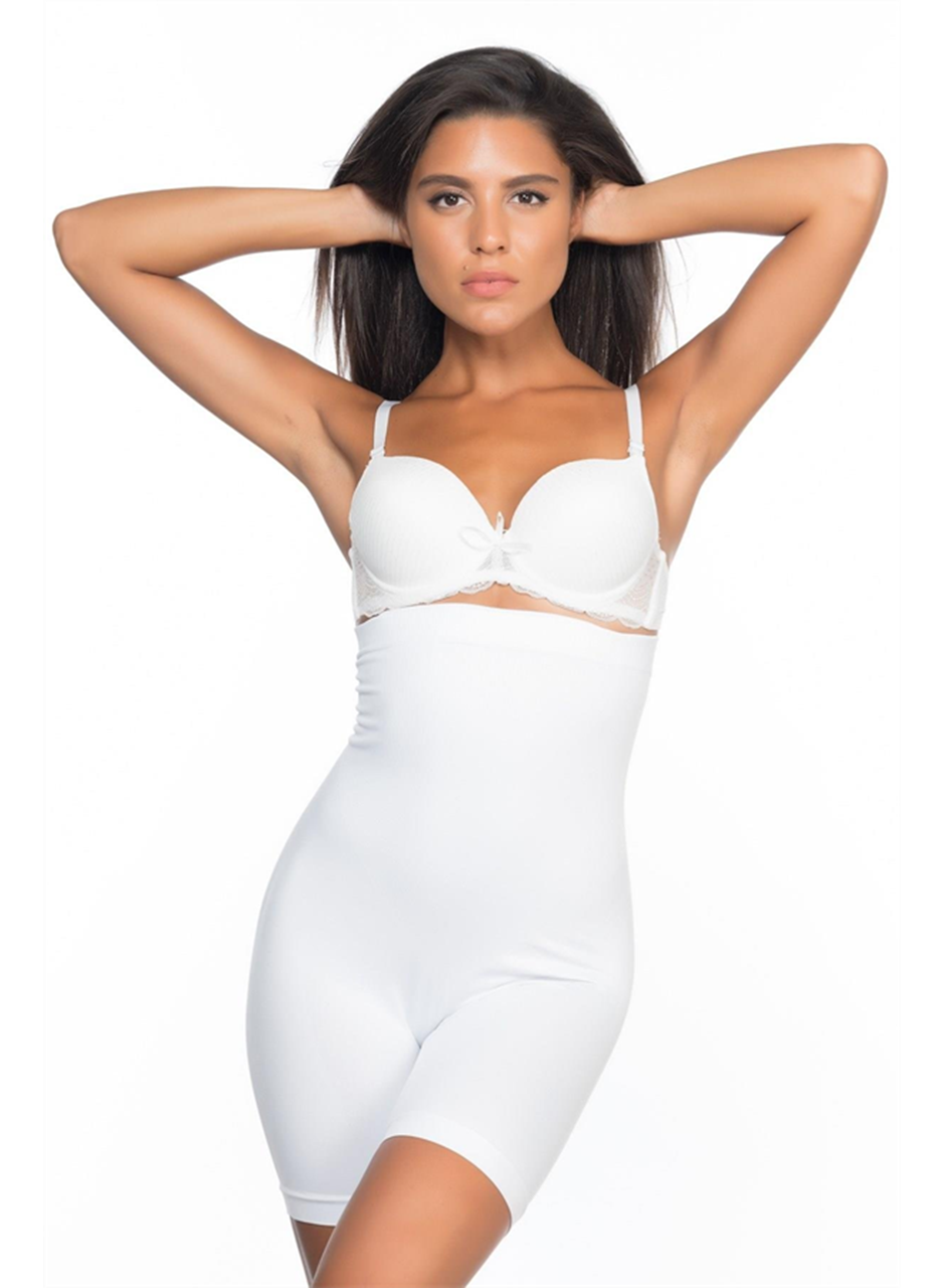 Beyaz MI Emay 2007 Yüksek Bel Paçalı Korse