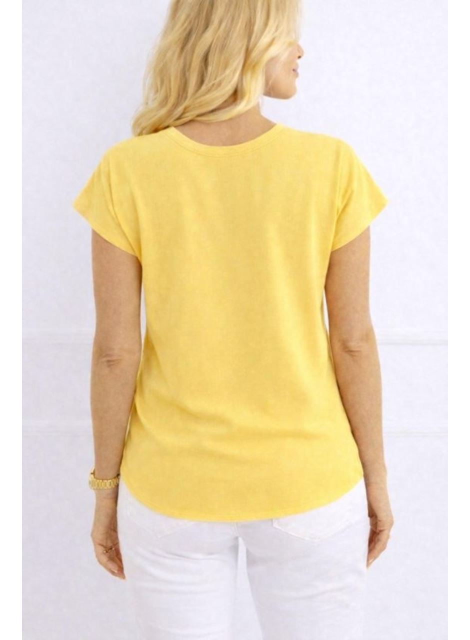 Kadın V Yaka Kısa Kol Dokuma Viskon Kumaş Bluz