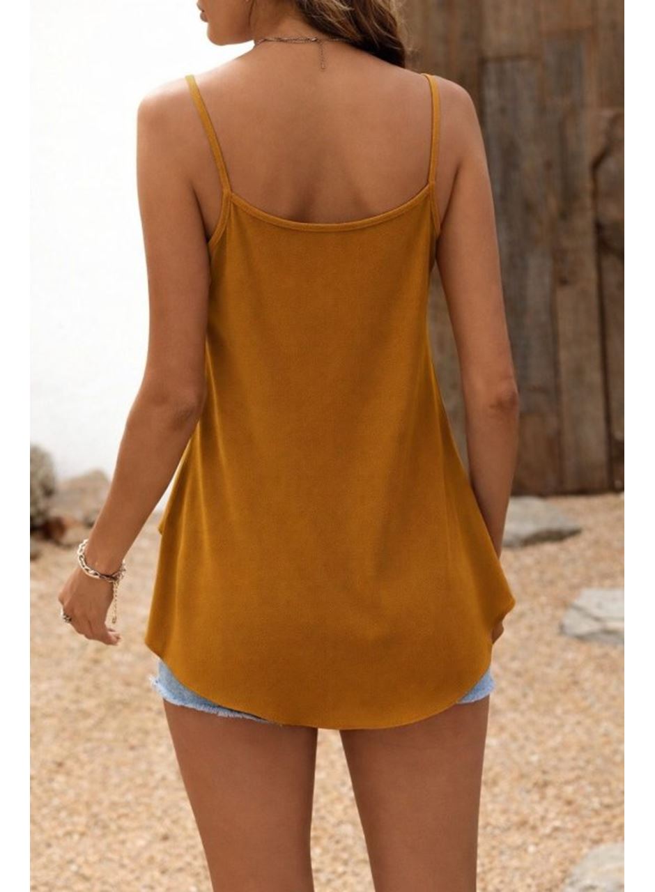 Kadın Ip Askılı Yuvarlak Yakalı Uzun Viskon Bluz