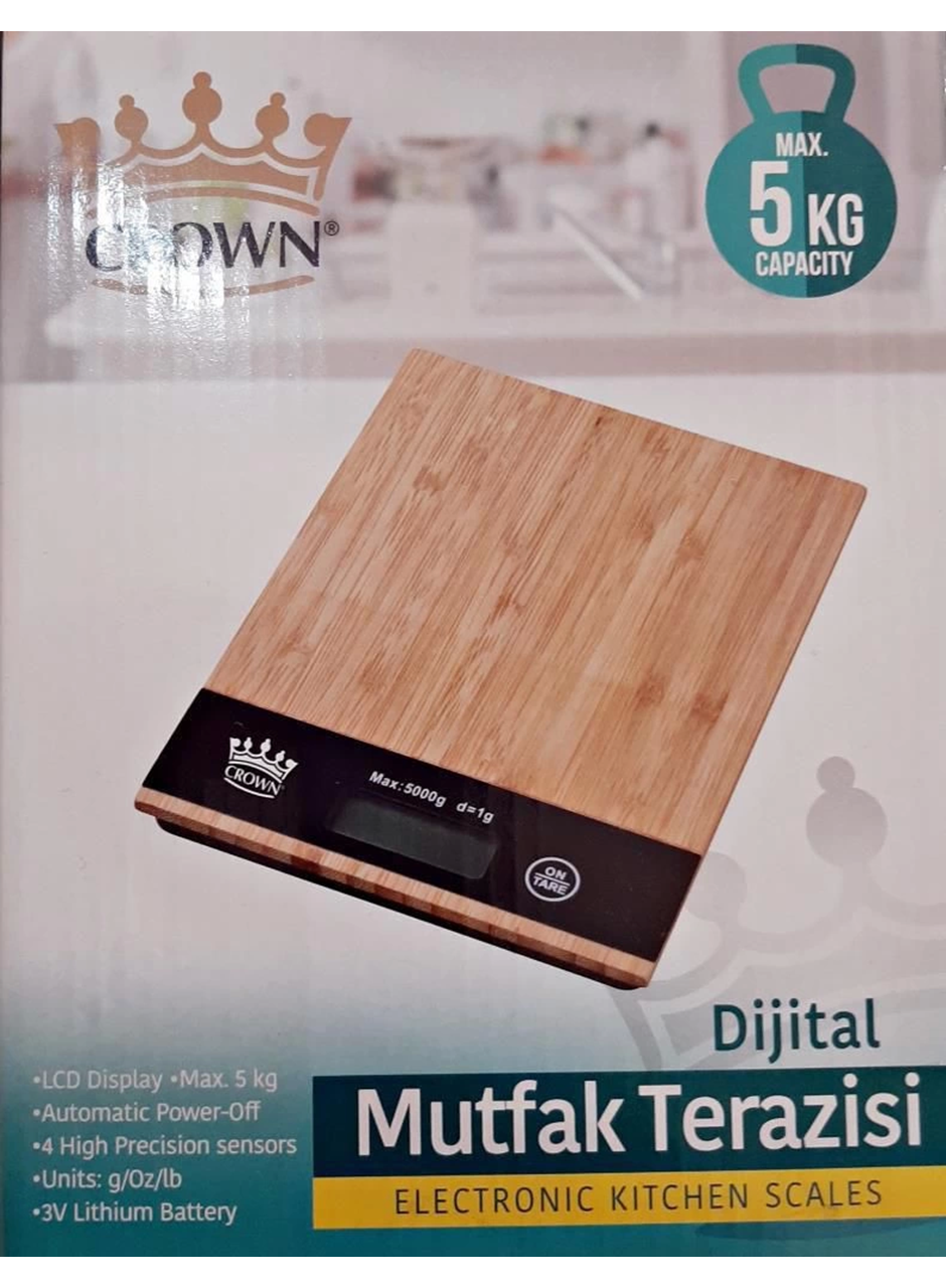 Dijital Lcd Mutfak Tartısı Terazisi 5kg Bambu Desenli (