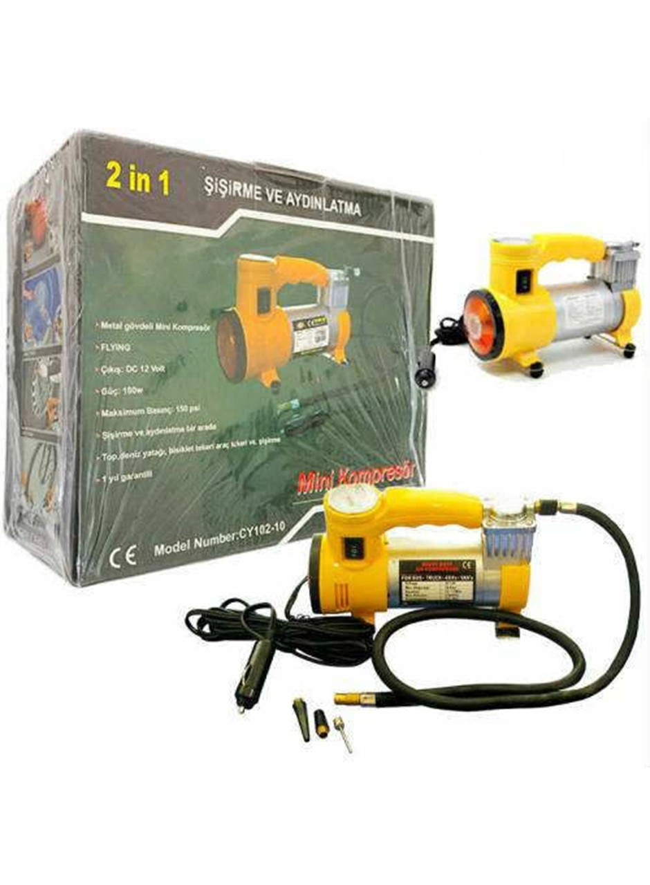 Hava Kompresörü Mini Şişirme ve Aydınlatma Araç Lastik Pompası (