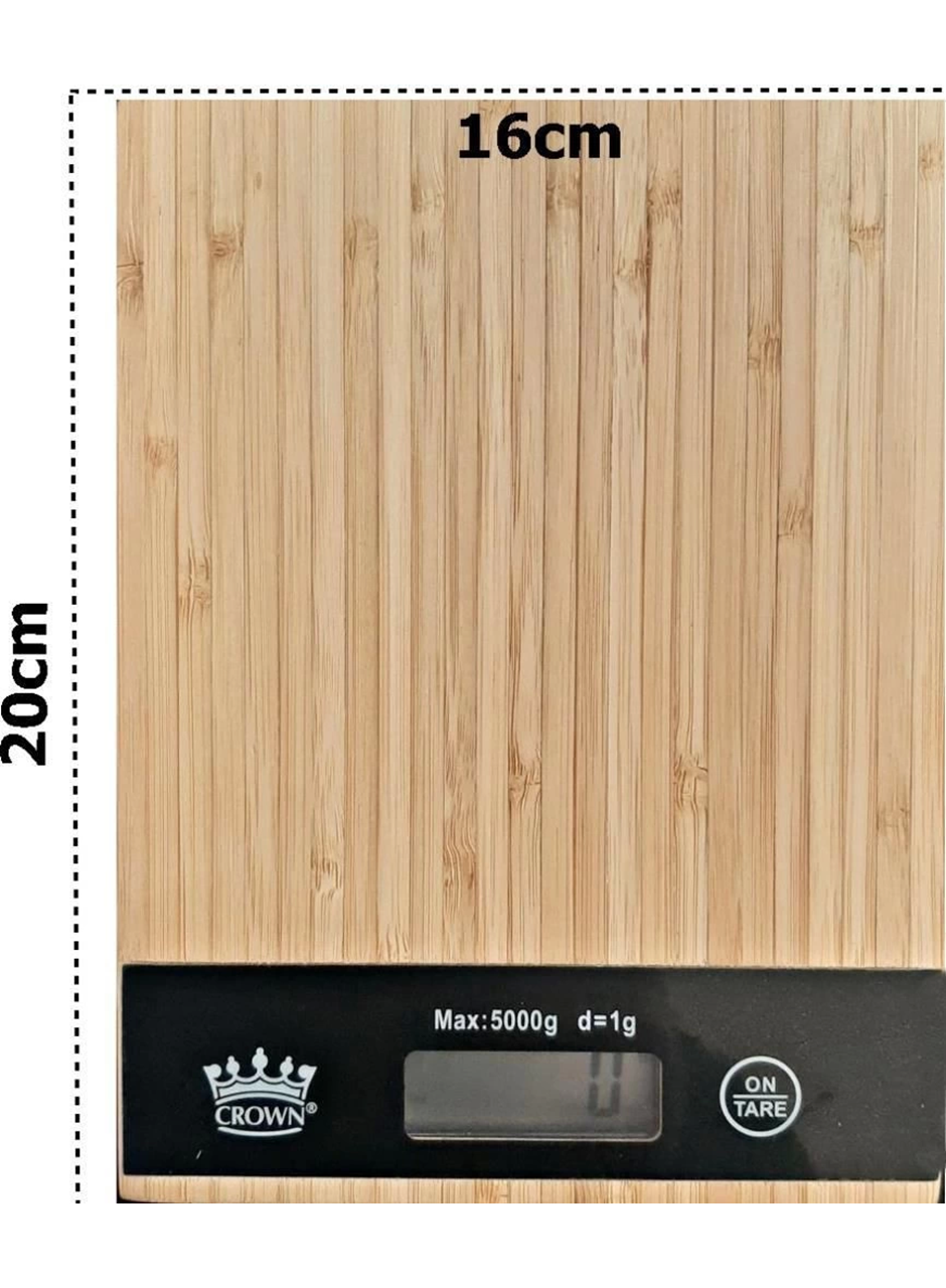 Dijital Lcd Mutfak Tartısı Terazisi 5kg Bambu Desenli (