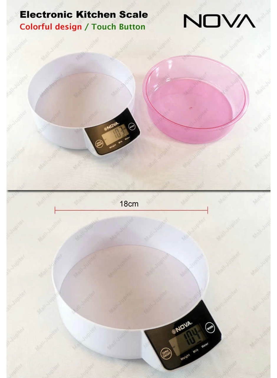 Crown Dijital Lüks Kefeli Mutfak Terazisi 5 Kg Çıkarılabilir Ölçü Kabı Terazi Tartı Gram (