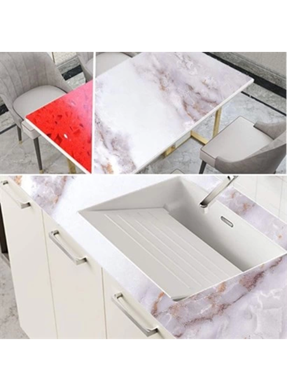 Mermer Desenli Masa Tezgah Mutfak Su Geçirmez Yapışkanlı Folyo Sticker Sarı 5x0,6m (