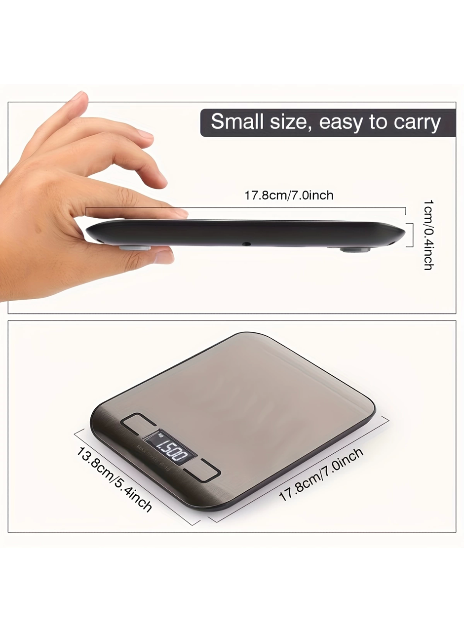 Dijital Mutfak Terazisi Paslanmaz Çelik Elektronik Lcd Ağırlık 5 Kg Ölçeklii Pişirme Ölçü Aleti (