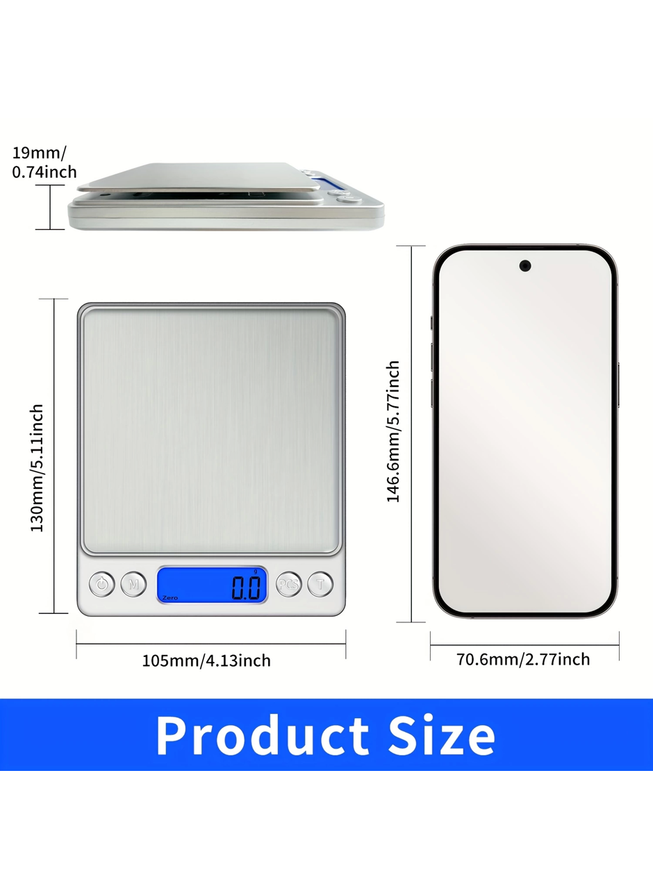 Pratik Dijital Hassas Mutfak Terazisi Hassas Tartı 2000 Gr./0.1 Gr. Hassasiyet (