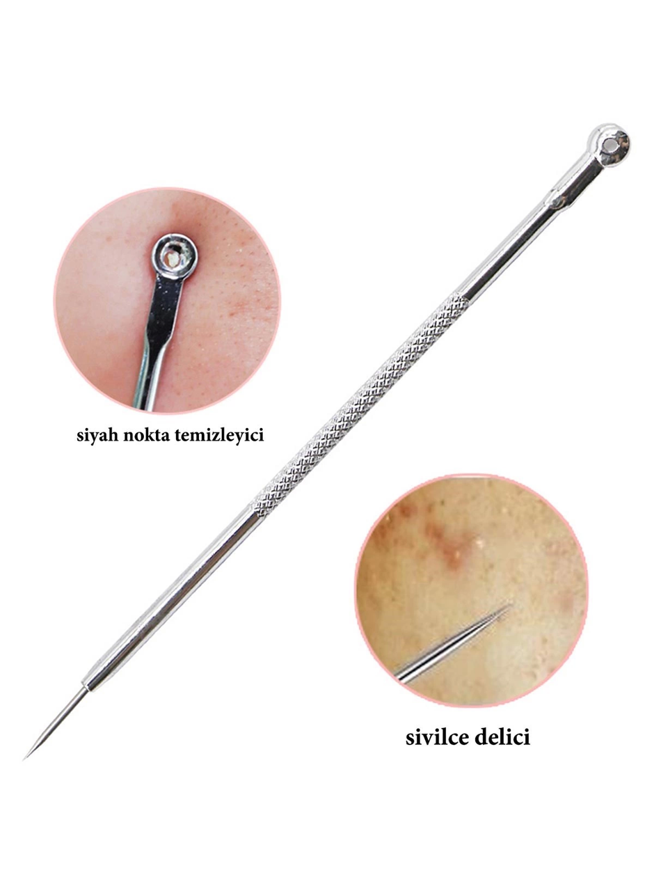 Paslanmaz Çelik Siyah Nokta Sivilce ve Akne Temizleyici Set 3'lü Kit (