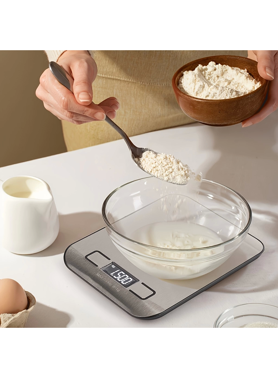 Dijital Mutfak Terazisi Paslanmaz Çelik Elektronik Lcd Ağırlık 5 Kg Ölçeklii Pişirme Ölçü Aleti (