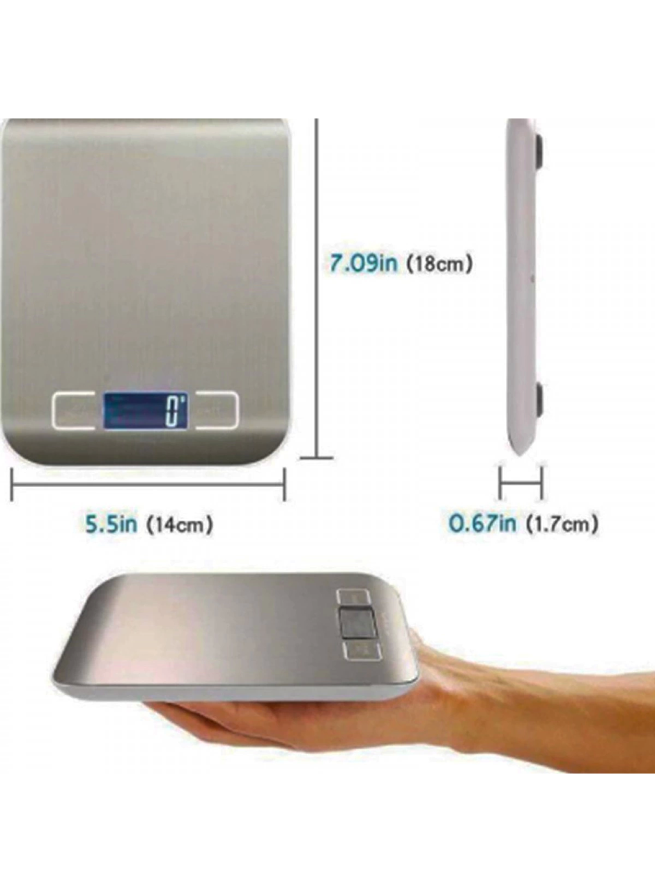 Dijital Mutfak Terazisi Paslanmaz Çelik Elektronik Lcd Ağırlık 5 Kg Ölçeklii Pişirme Ölçü Aleti (