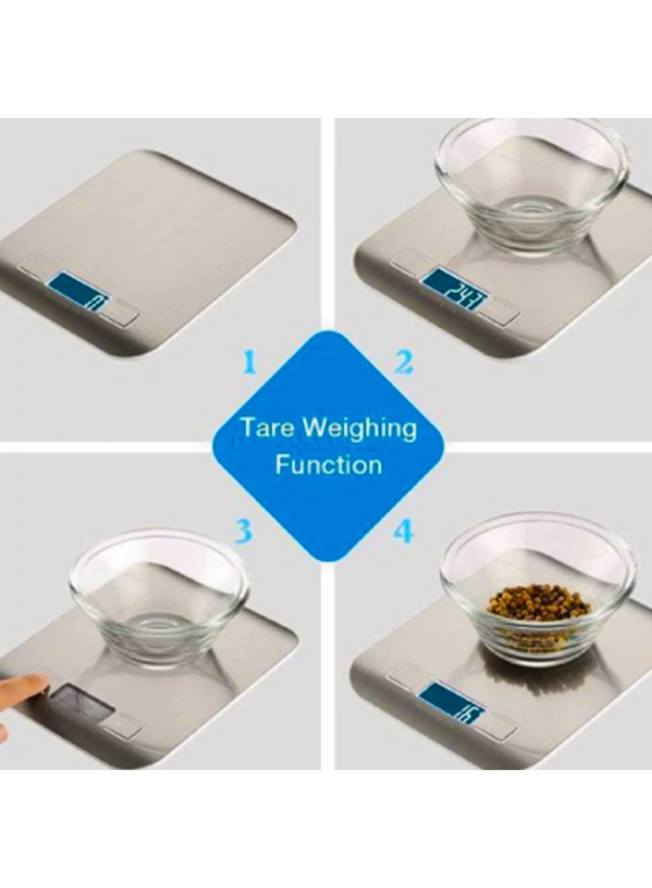 Dijital Mutfak Terazisi Paslanmaz Çelik Elektronik Lcd Ağırlık 5 Kg Ölçeklii Pişirme Ölçü Aleti (