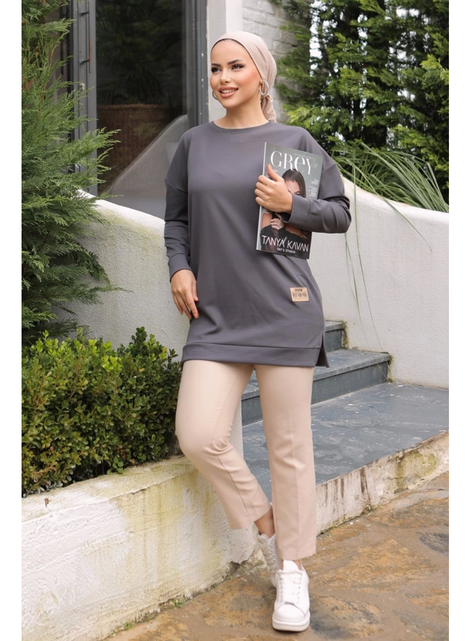 Yeni Stil Gri Füme Detaylı Tunik 10020 (