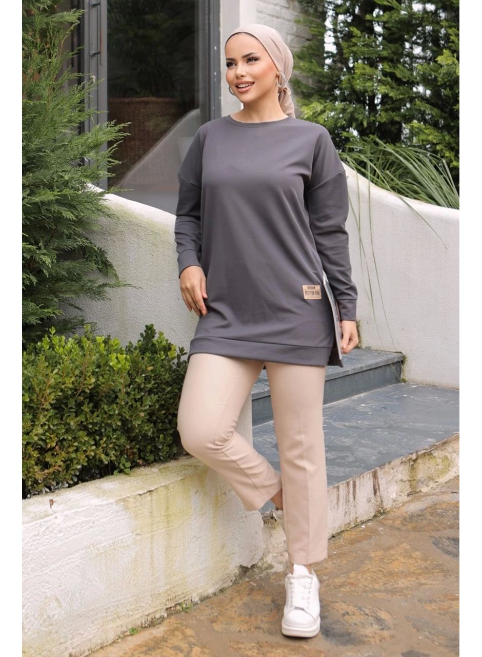 Yeni Stil Gri Füme Detaylı Tunik 10020 (