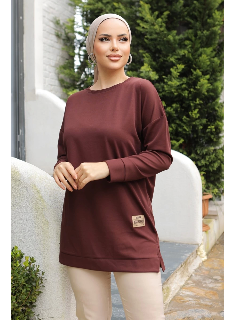 Yeni Stil Kahve Arma Detaylı Tunik 10020 (