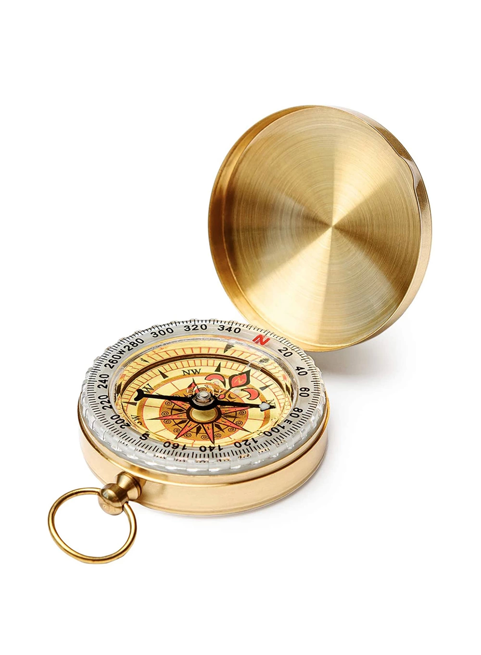 Yuvarlak Sarı Metal Kasa Su Geçirmez Fosforlu Dayanıklı Pusula G50 (