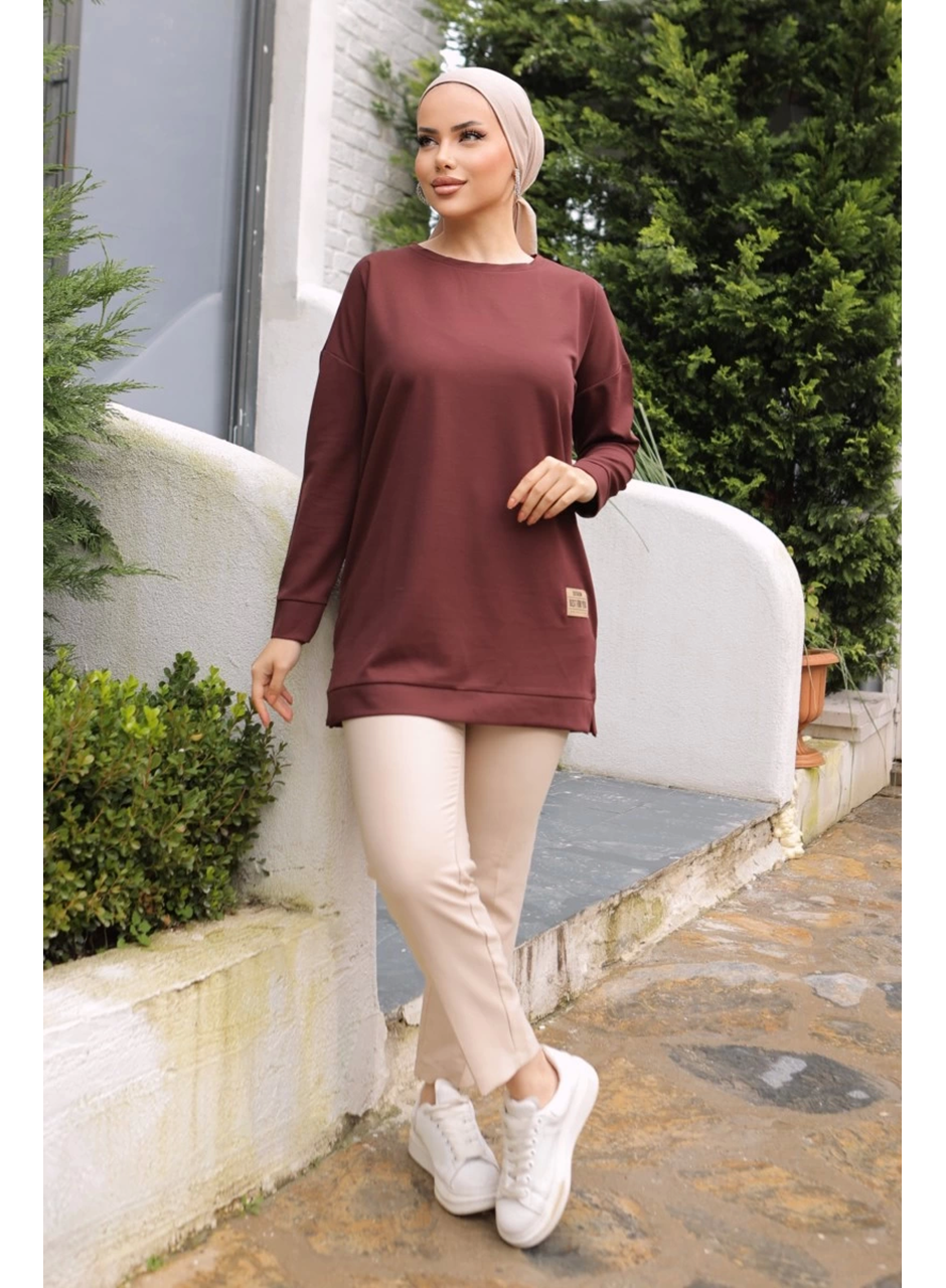 Yeni Stil Kahve Arma Detaylı Tunik 10020 (