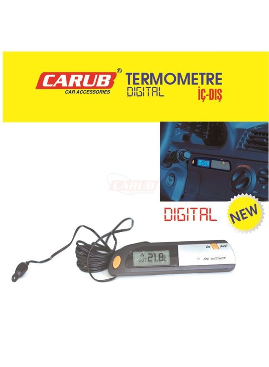 Carub Dijital Araba İç Dış Ölçüm Aleti Termometre (