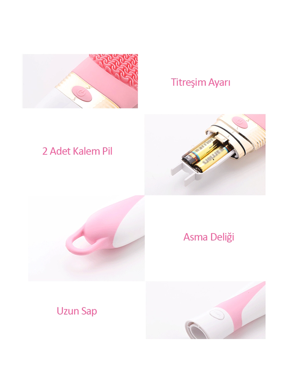 360° Dönebilen Pilli Titreşimli Kauçuk Duş Masaj Fırçası Rahatlatıcı (