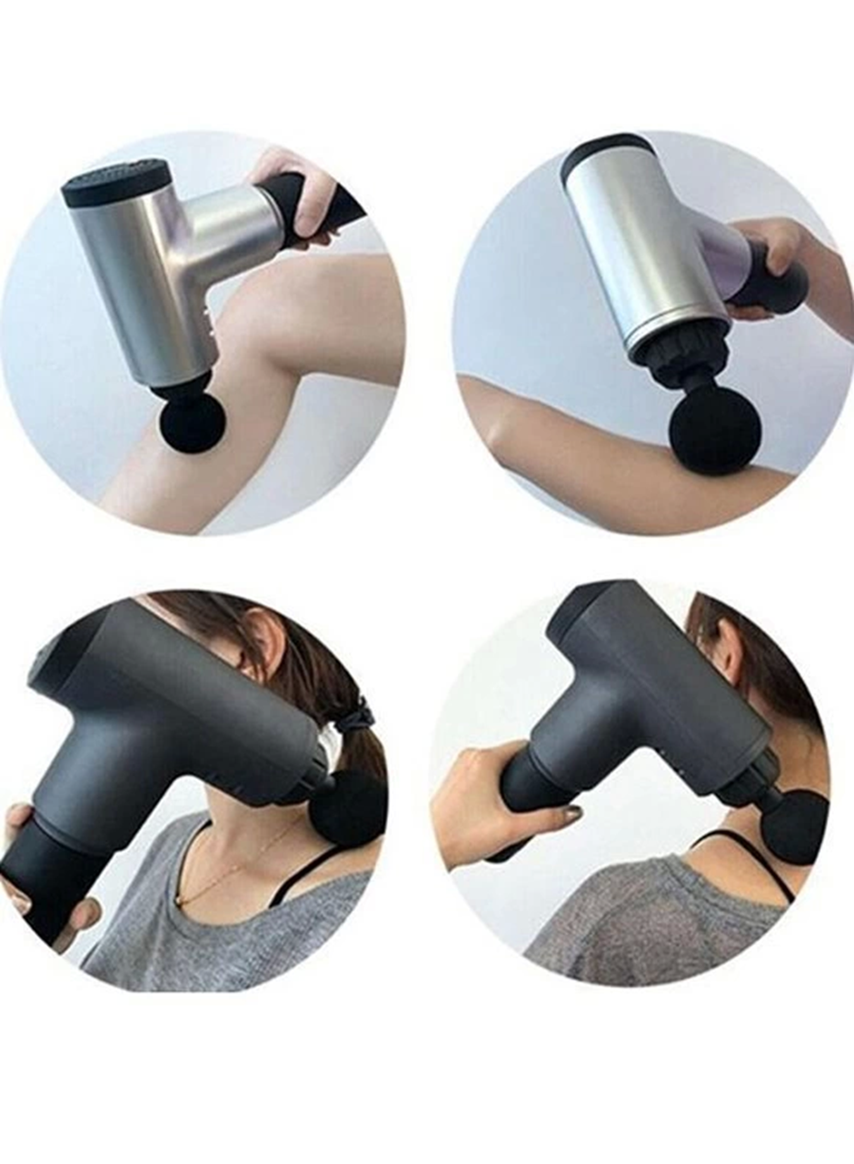 Darbeli Titreşimli Tabanca Masaj Aleti Kas Rahatlatıcı 4 Başlıklı Şarjlı Göbek Eritme Cihazı Zayıflama ve Selülit Giderme (